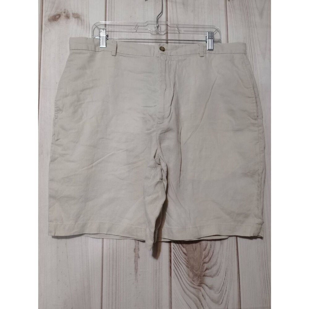 Perry‎ Ellis Shorts Men's 38 100% Linen Cream